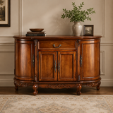 Solid teak wood classic sideboard cabinet with drawer and storage doors