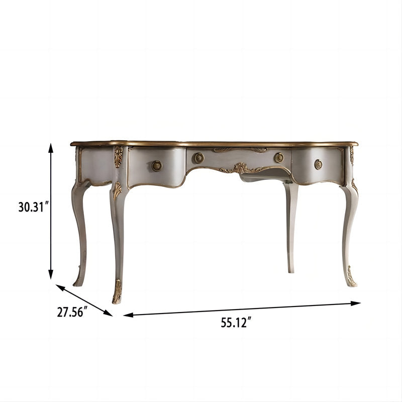 Antique white and gold luxury console table for living room