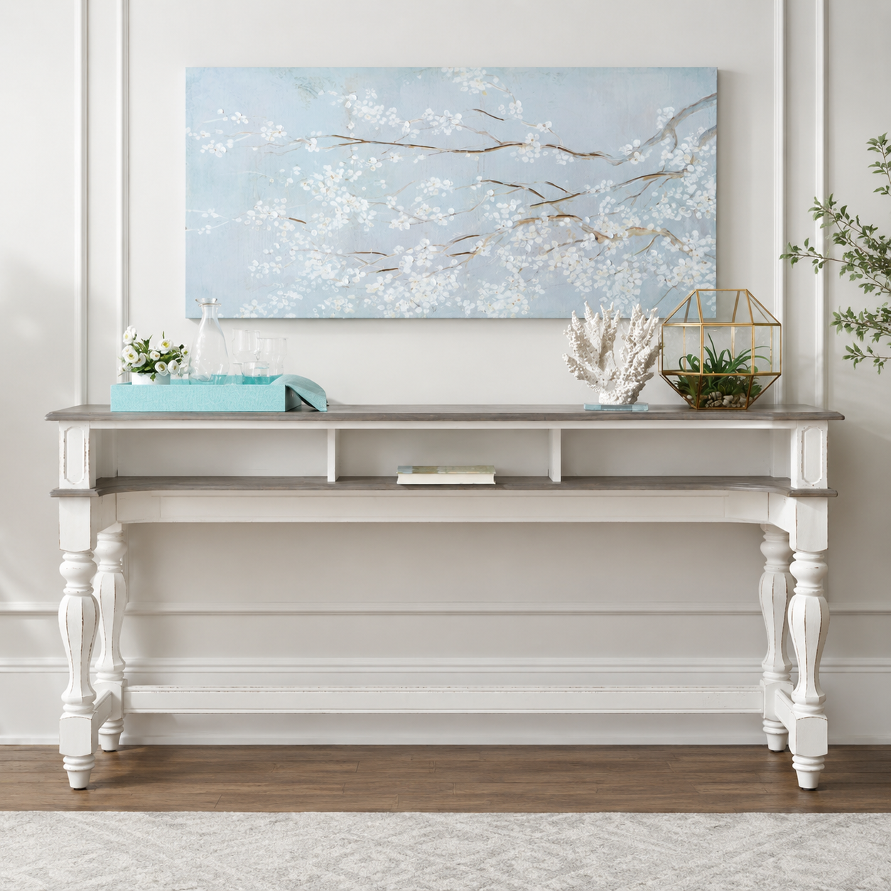 Solid teak wood console table