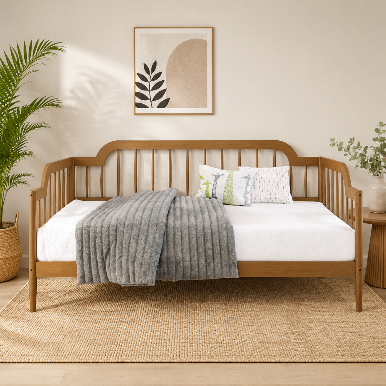 Solid teak wood daybed with spindle back