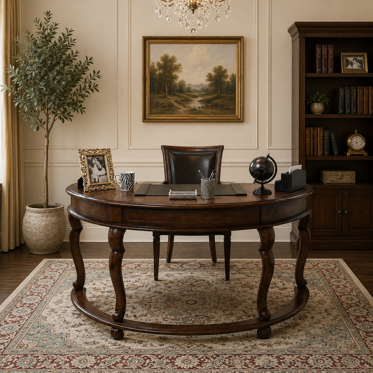 Solid teak wood executive office desk luxury furniture