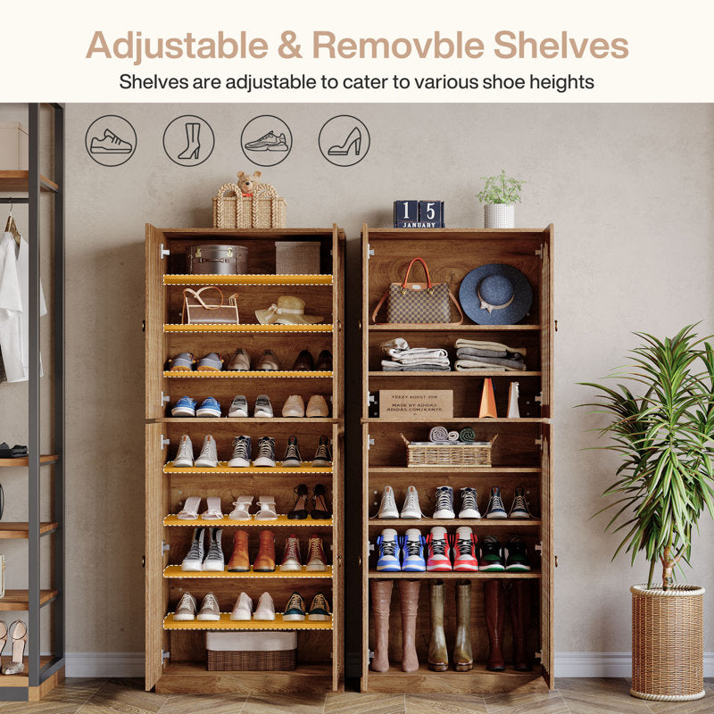 Space-saving teak wood storage cabinet for bedroom