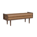 Modern teak wood bedroom bench by Sky Rise Decor
