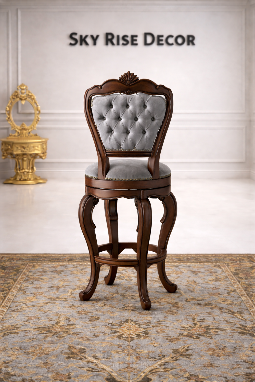 Solid teak wood handcrafted bar stool chair for restaurant bar seating and home bar furniture