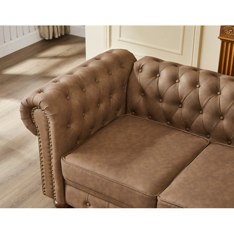 Luxury living room sofa featuring teak wood construction
