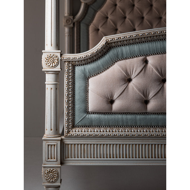 Solid teak wood luxury canopy bed for master bedroom
