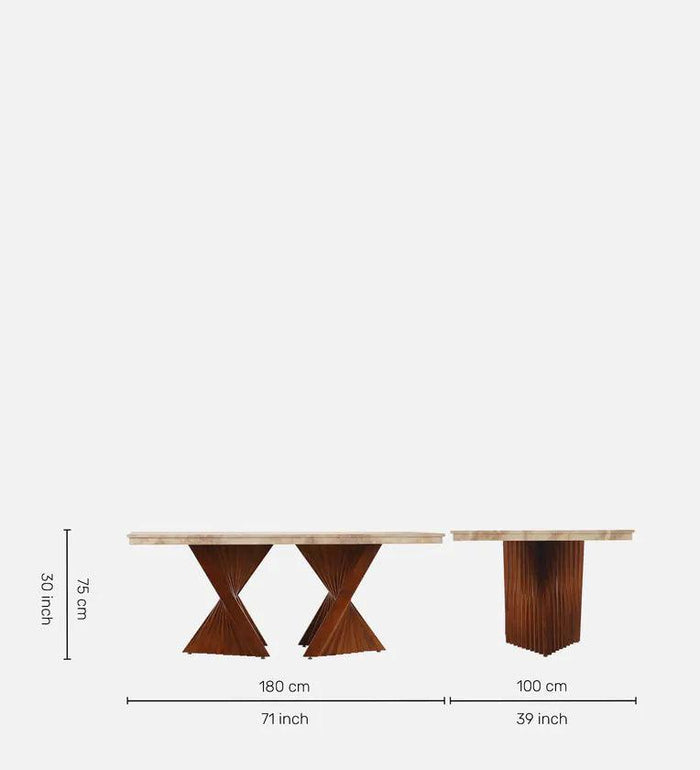 Contemporary six seater teak dining set for home