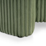 Modern round teak wood storage stool with upholstered finish