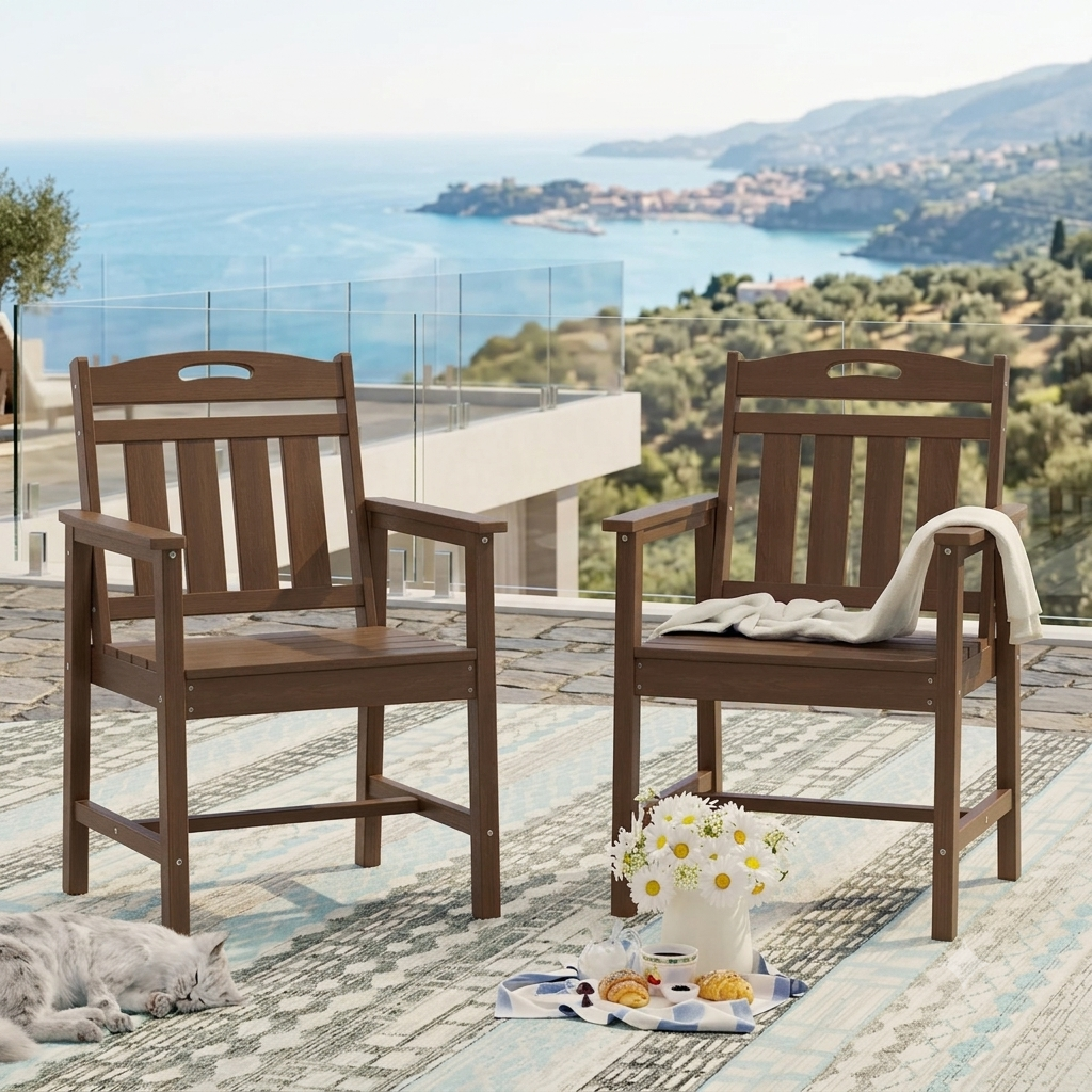Solid teak wood outdoor arm chair set