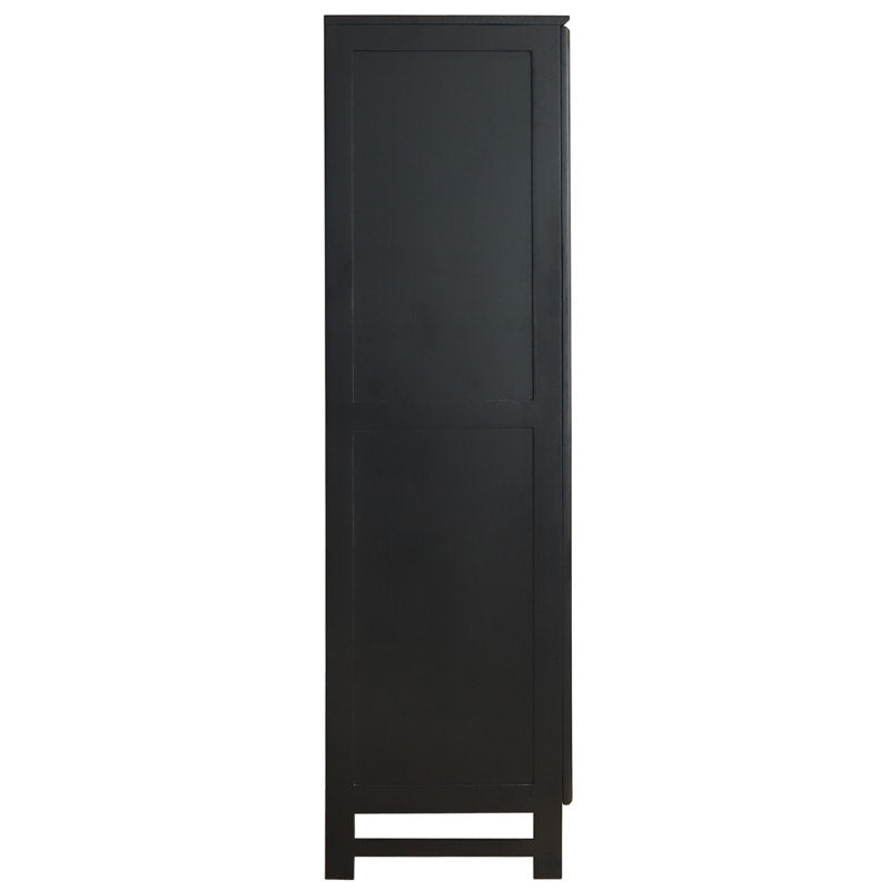 Handcrafted teak wood cane cabinet for bedroom storage