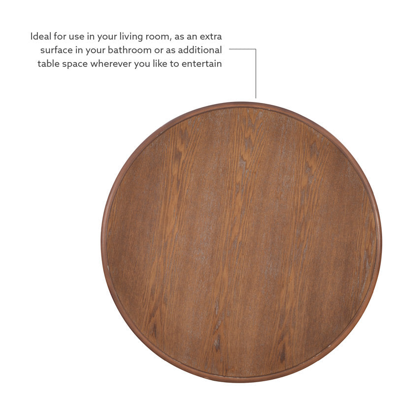 Classic round teak wood side table for bedroom and lounge