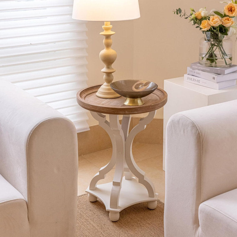 Elegant ivory pedestal teak wood table