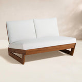 Modern teak wood upholstered sofa for living room