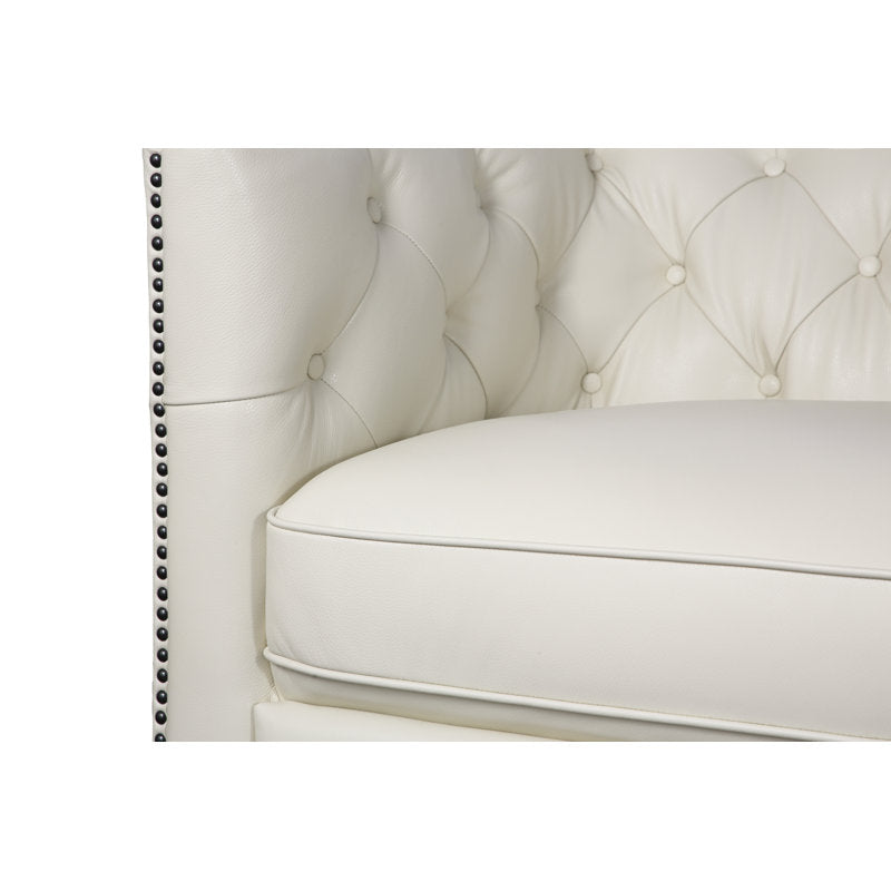 Designer teak wood sofa with tufted back