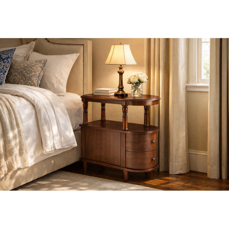 Luxury teak wood cabinet side table with drawers