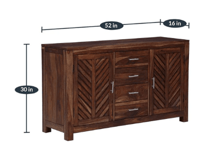 Solid wood buffet cabinet with drawers and storage doors