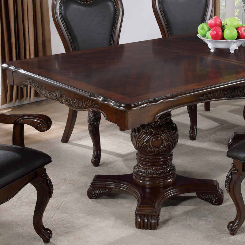 Classic carved wooden dining table set