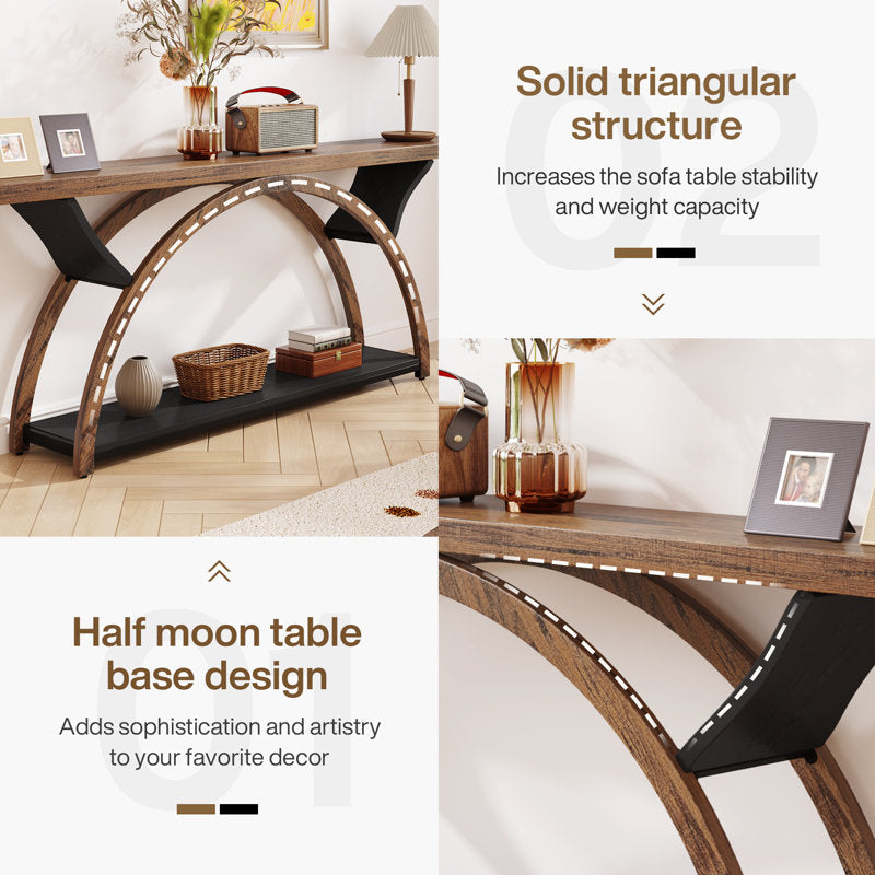 Elegant hallway console table with storage shelf