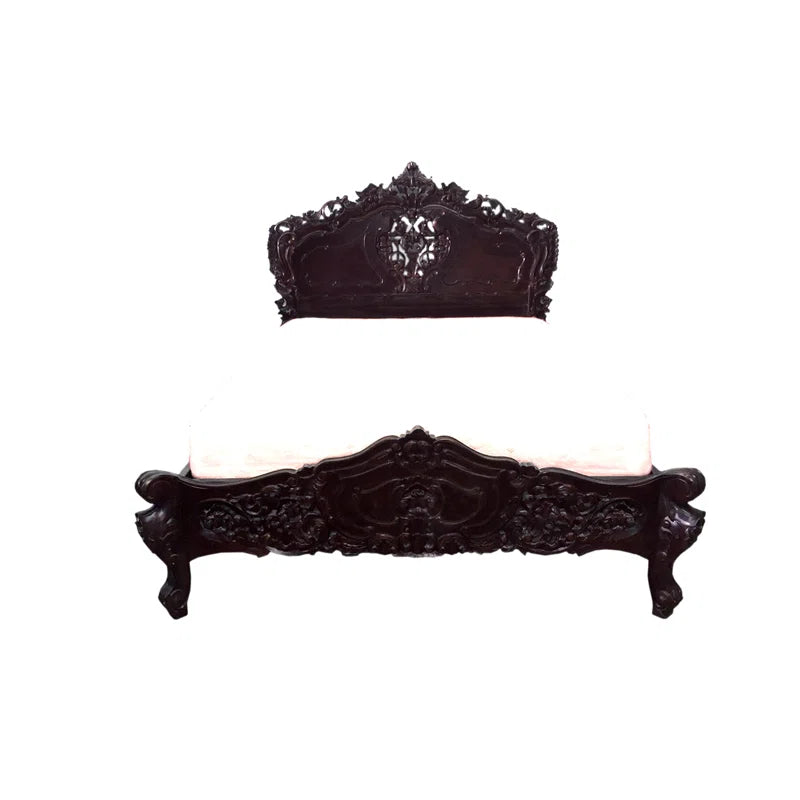 Luxury solid wood carved king size bed