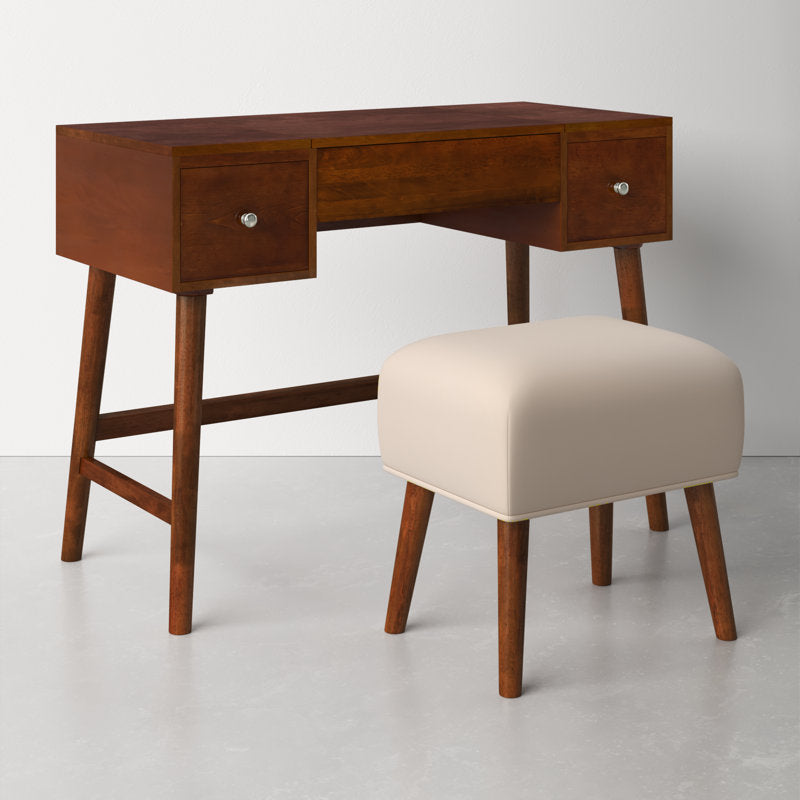 Mid-century modern teak wood study table with drawers
