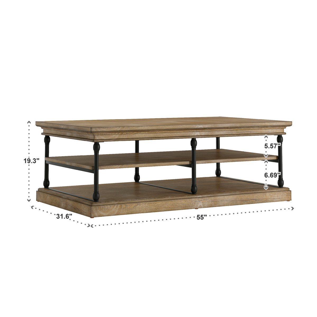 Industrial style teak wood center table
