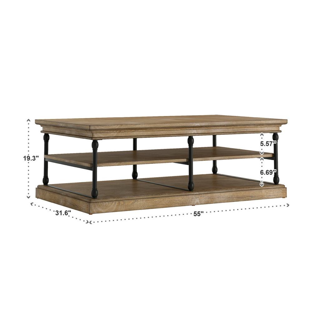 Industrial style teak wood center table