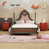 Solid wood bedroom side table with decorative drawers
