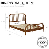 Solid wood platform bed with curved frame design