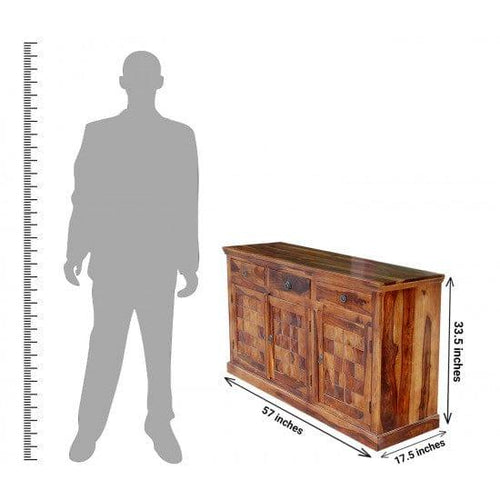 Artisan wooden buffet cabinet with drawers and storage