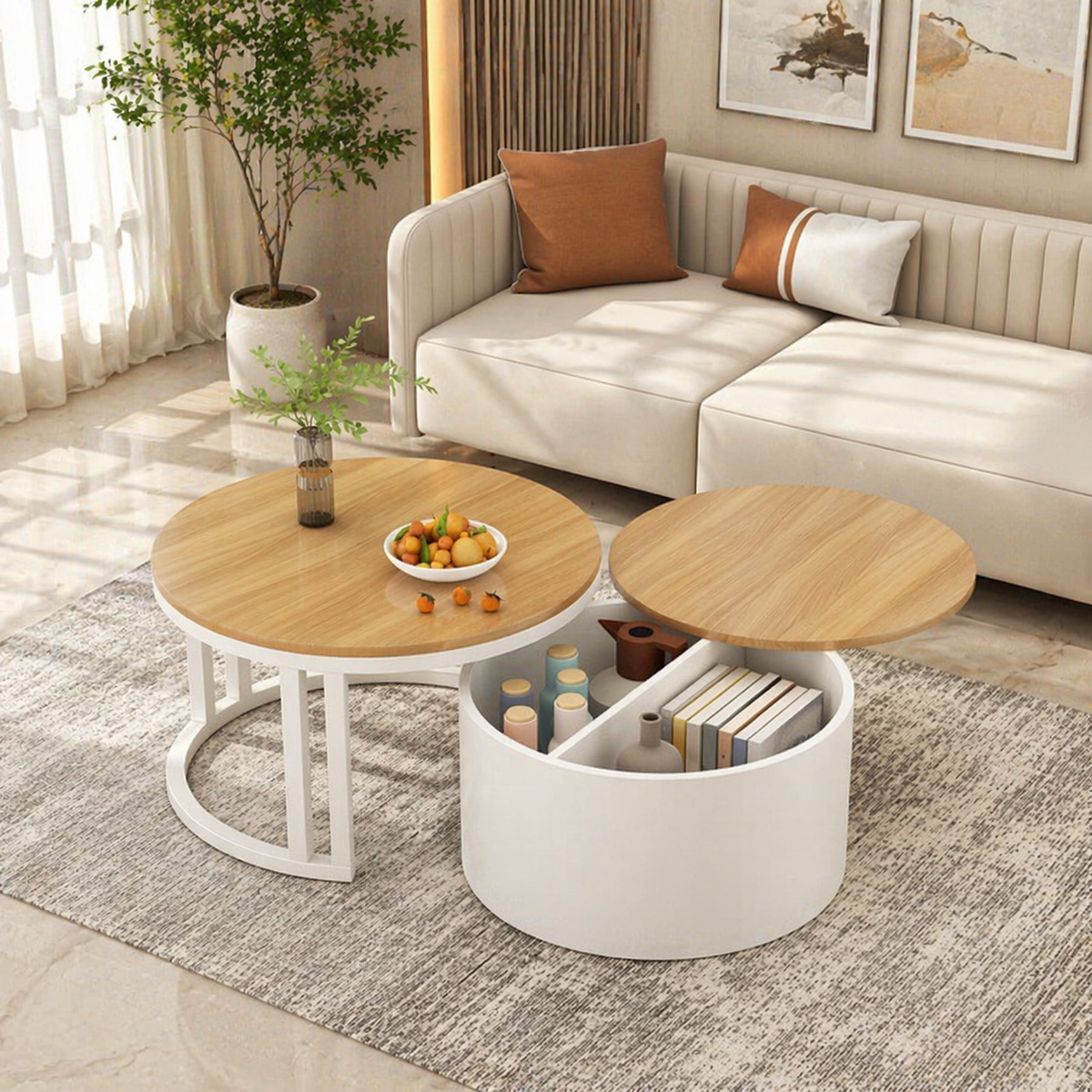 Modern nesting coffee table with storage