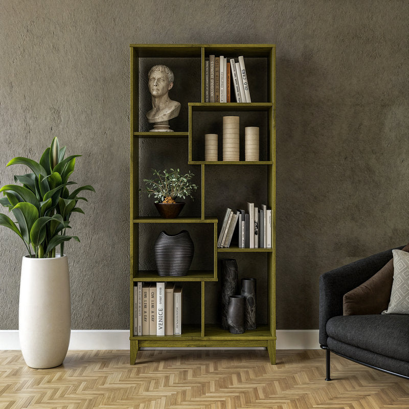 Contemporary teak wood display cabinet for living room storage