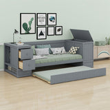 Modern teak wood trundle daybed