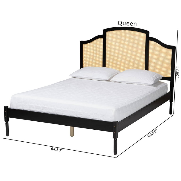 modern minimalist bed frame with natural cane design