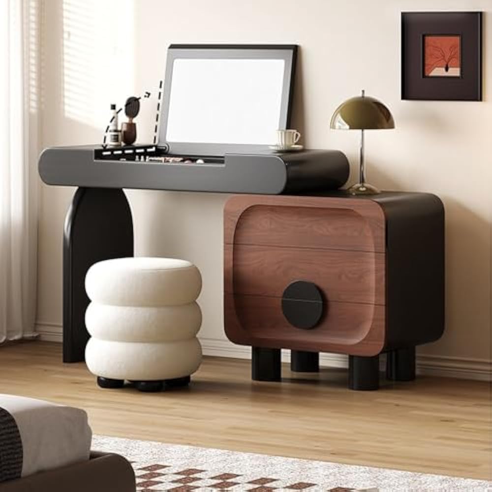 compact modern desk with storage cabinet