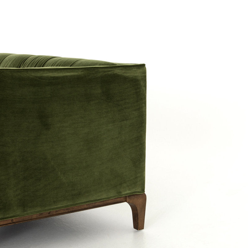 Premium velvet upholstered teak wood sofa