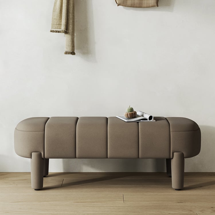 Scandinavian style teak wood bench upholstered seat