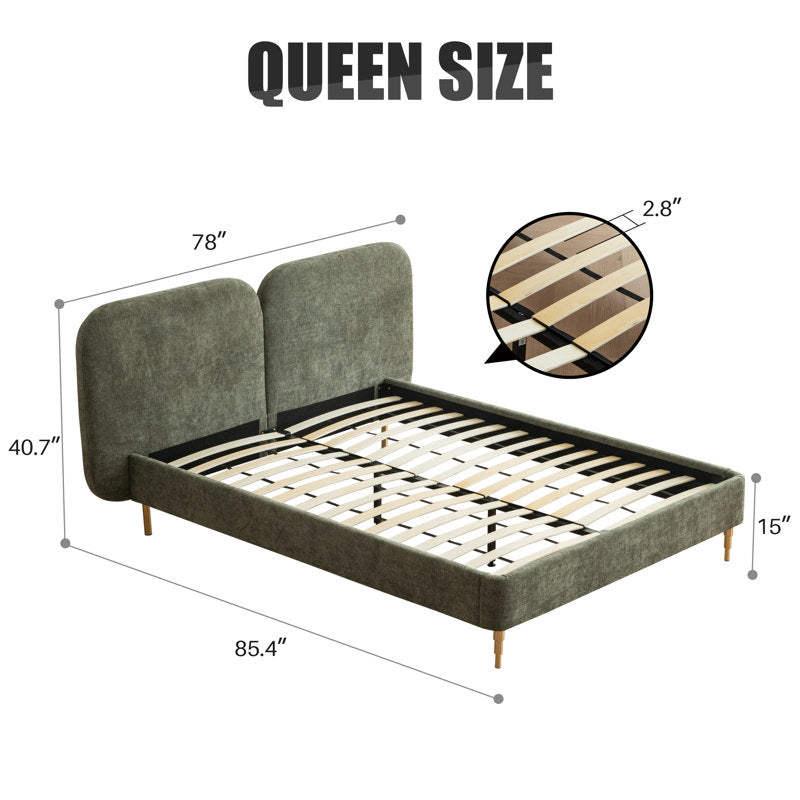 Stylish green upholstered bed for modern homes