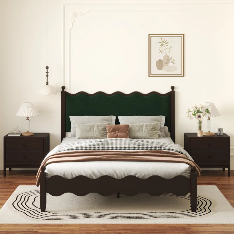 Luxury bedroom furniture wooden wave bed