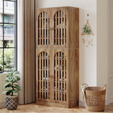 Solid teak wood tall storage cabinet in natural finish