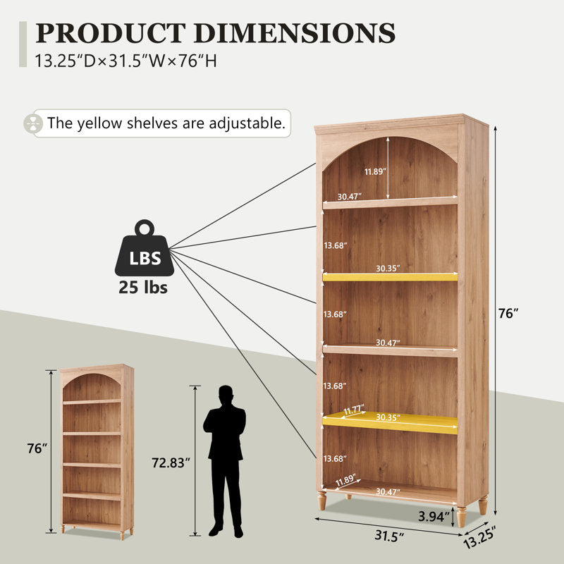 Modern teak wood open shelving bookcase