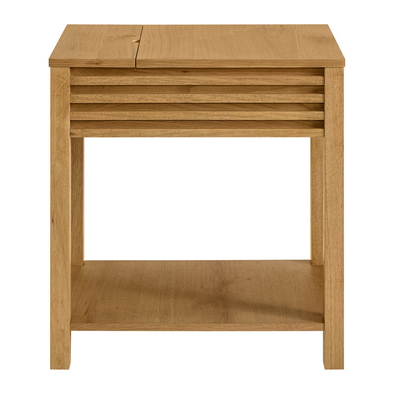 Premium teak side table with open shelf