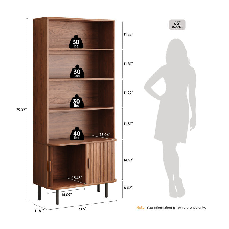 Modern living room teak wood display cabinet with bookshelves