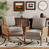 Luxury upholstered armchair made from solid teak wood