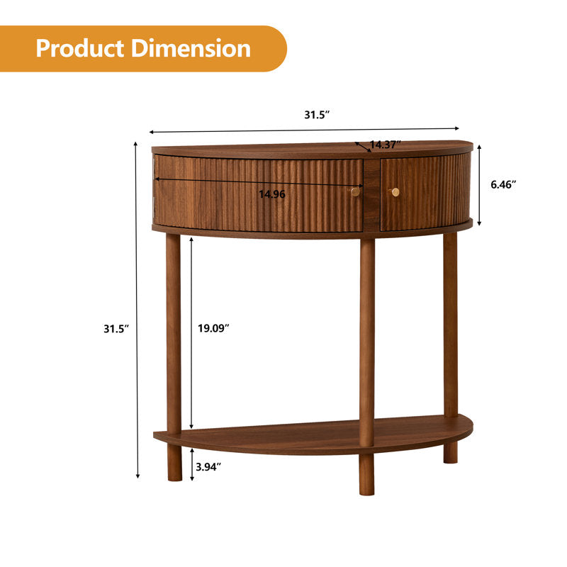 Curved wooden console table for living room décor