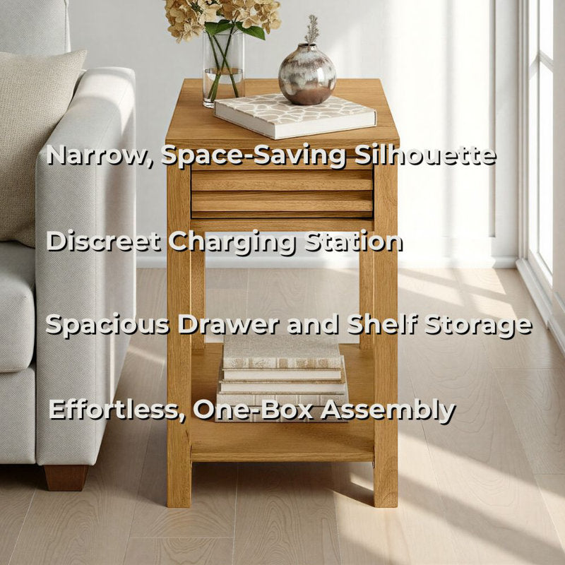 Modern teak wood end table for living room