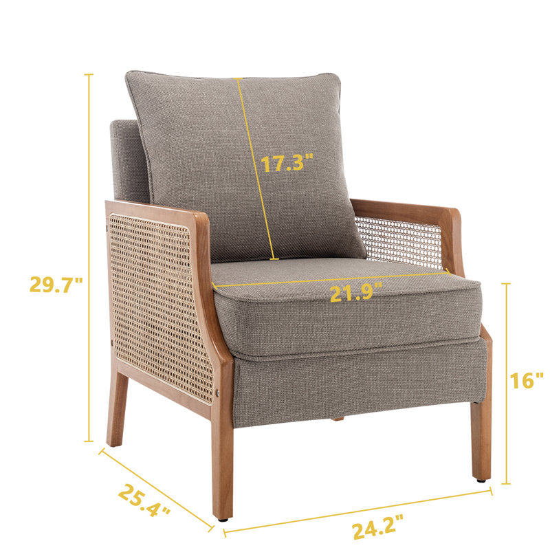 Elegant teak wood reading chair with upholstered seat