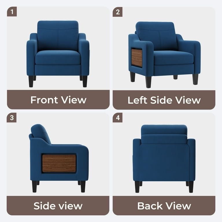 Modern blue single-seater chair for living room