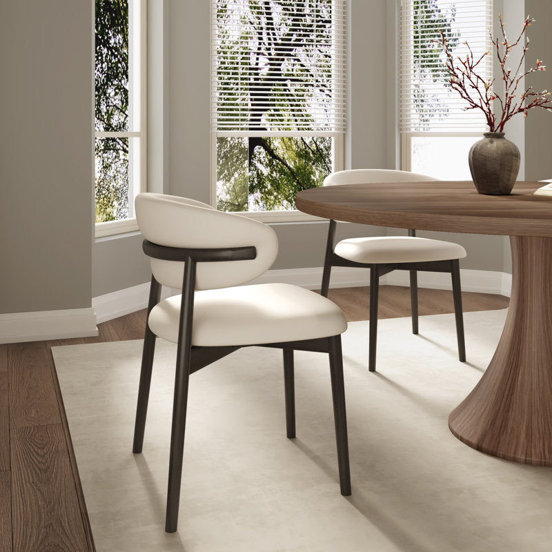 “Contemporary dining table set in teak wood finish”