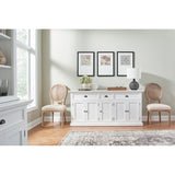 Farmhouse style white teak wood storage sideboard