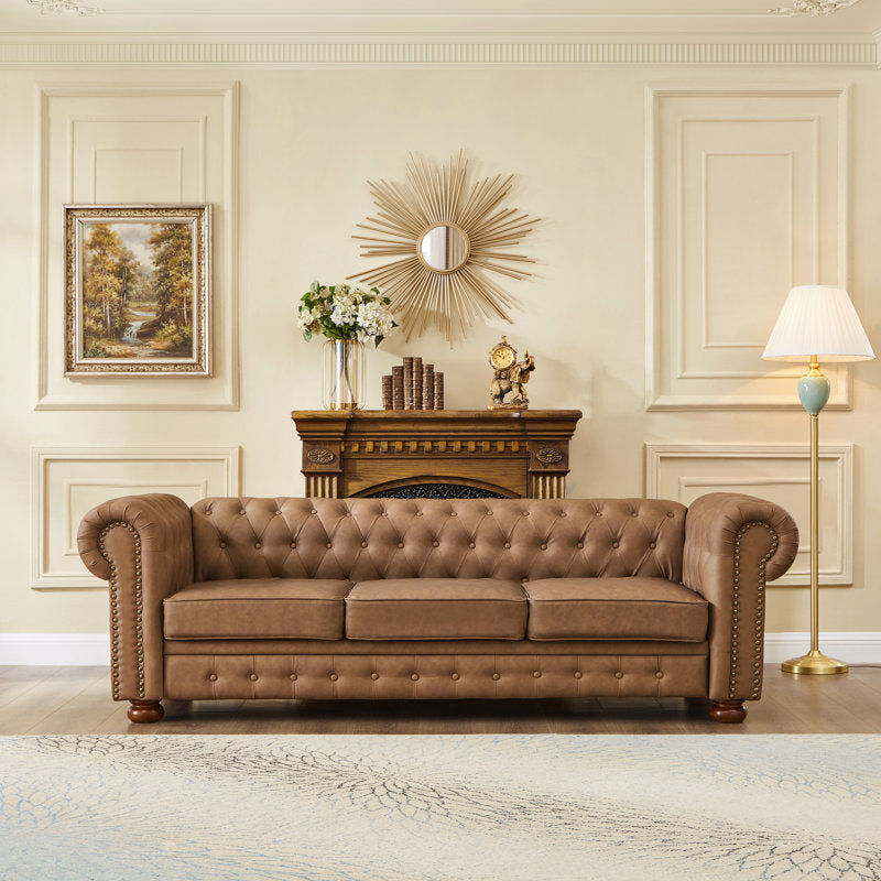 Luxury 3-seater Chesterfield sofa made from solid teak wood